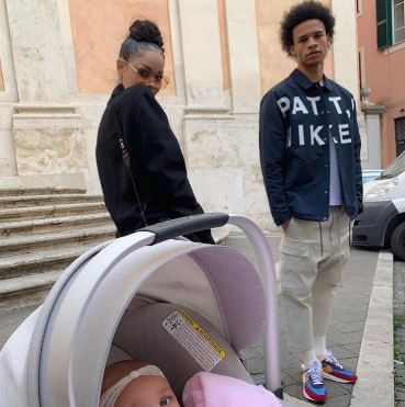 Souleymane Sane's son, Leroy Sane with his partner and daughter.